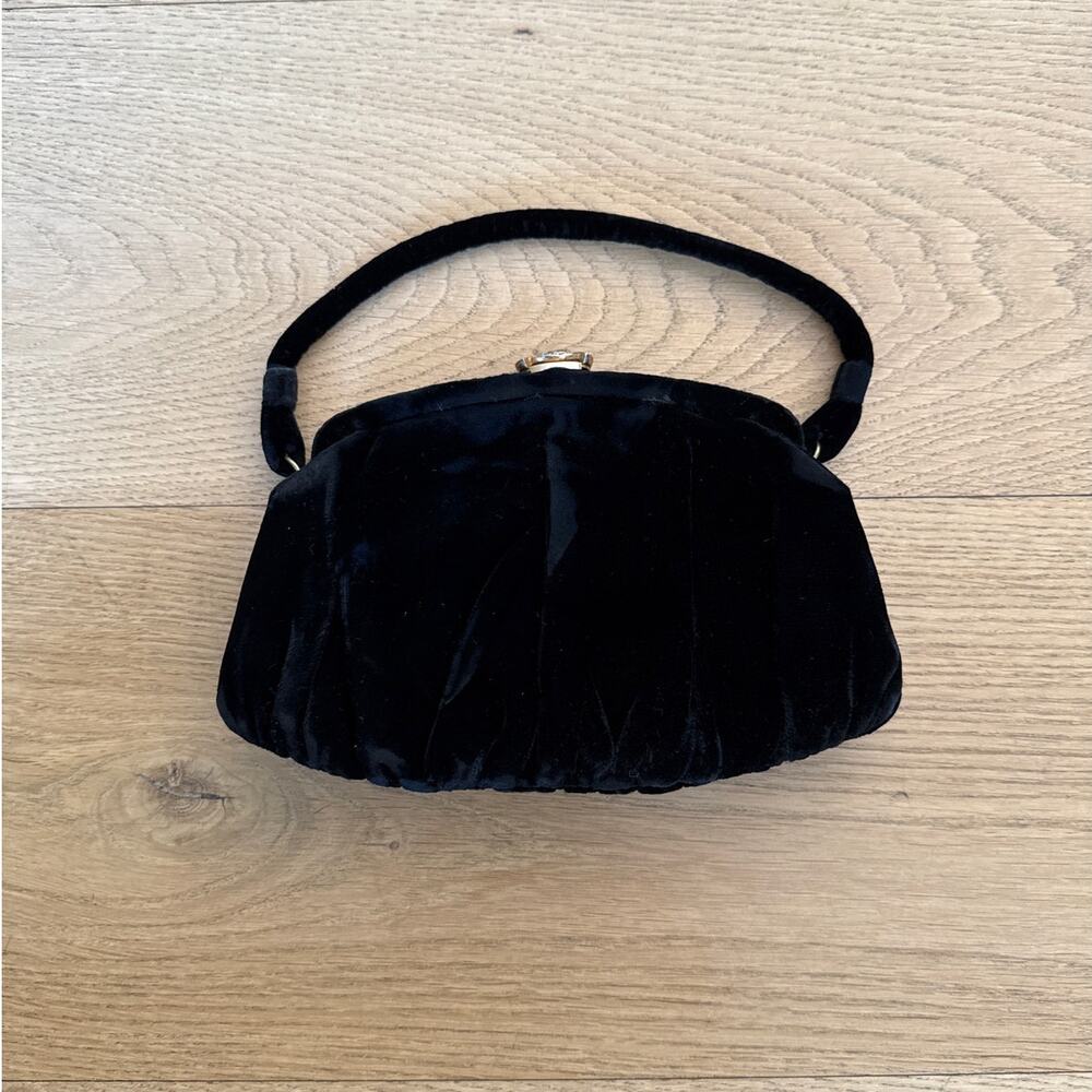 Garay Evening Bag Velvet Vintage Size Small Black